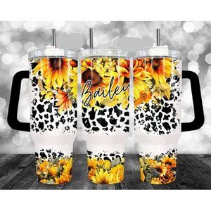 Boho Rustic Floral Sunflower Tumbler,  40oz Tumbler Travel Mug